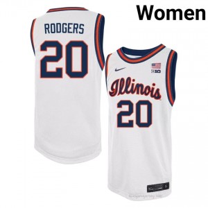 #20 Ty Rodgers Illinois Basketball Throwback Jersey - White Womens High School Hoops Apparel 64116293