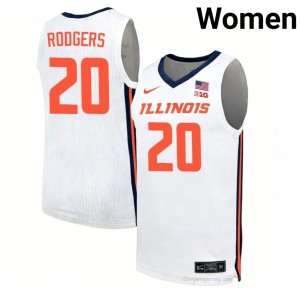 Ty Rodgers #20 Illinois Fighting Illini White Womens Elite Basketball Jersey - Official On-Court Material 38480577