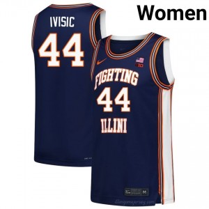 Authentic Zvonimir Ivisic #44 Jersey - Illinois Navy Womens College Hoops Gear 77681157
