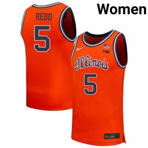 Illinois Fighting Illini AJ Redd #5 Orange Hoops Throwback Jersey - Official Womens Basketball Collection 52006238