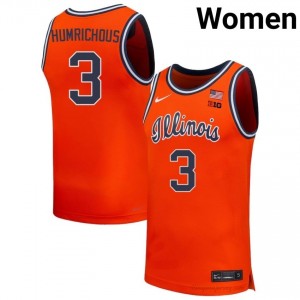 Fighting Illini Ben Humrichous #3 Orange Hoops Throwback Jersey - Official Womens Basketball Collection 29983203
