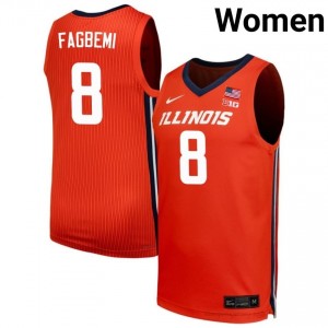 Official Blake Fagbemi Illini Jersey - Orange #8 Womens Collegiate Basketball Gear 22911186