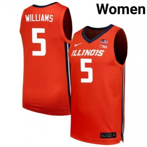 Official Deron Williams Fighting Illini Jersey - Orange #5 Womens Collegiate Basketball Gear 50794323