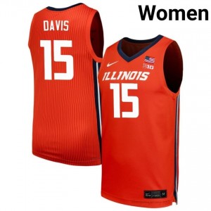 Official Jake Davis Illini Jersey - Orange #15 Womens Collegiate Basketball Gear 26265569