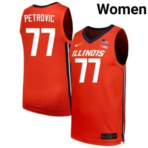 Official Mihailo Petrovic Illinois Fighting Illini Jersey - Orange #77 Womens Collegiate Basketball Gear 67336637