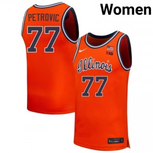 Illinois Mihailo Petrovic #77 Orange Hoops Throwback Jersey - Official Womens Basketball Collection 54085093