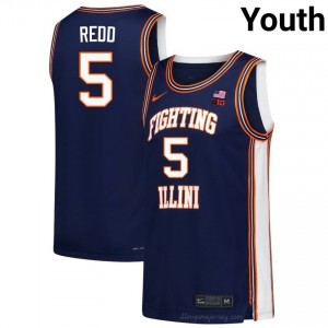 Authentic AJ Redd #5 Jersey - Fighting Illini Navy Youth College Hoops Gear 47763756