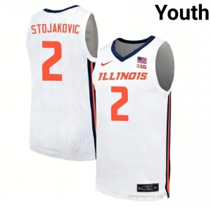 Andrej Stojakovic #2 Illinois White Youth Elite Basketball Jersey - Official On-Court Material 93862607