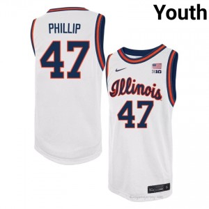 #47 Andy Phillip Fighting Illini Basketball Throwback Jersey - White Youth High School Hoops Apparel 42818450