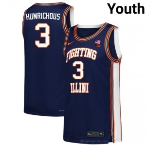 Authentic Ben Humrichous #3 Jersey - Illinois Navy Youth College Hoops Gear 90088600