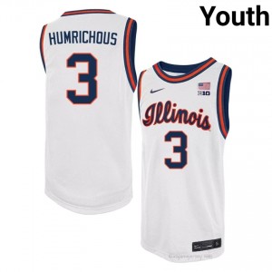 #3 Ben Humrichous Fighting Illini Basketball Throwback Jersey - White Youth High School Hoops Apparel 53818824