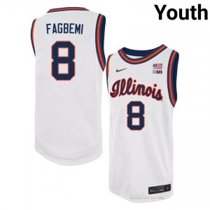 #8 Blake Fagbemi Fighting Illini Basketball Throwback Jersey - White Youth High School Hoops Apparel 76560381