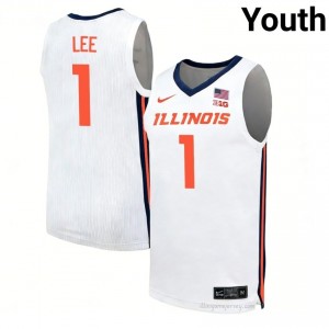 Brandon Lee #1 Illinois White Youth Elite Basketball Jersey - Official On-Court Material 52882871