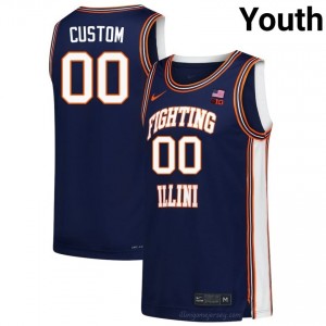 Authentic Custom #00 Jersey - Illinois Fighting Illini Navy Youth College Hoops Gear 12190812