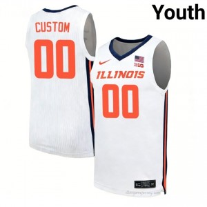 Custom #00 Fighting Illini White Youth Elite Basketball Jersey - Official On-Court Material 62337406