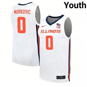David Mirkovic #0 Illini White Youth Elite Basketball Jersey - Official On-Court Material 47419279