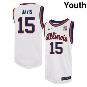 #15 Jake Davis Fighting Illini Basketball Throwback Jersey - White Youth High School Hoops Apparel 22030701