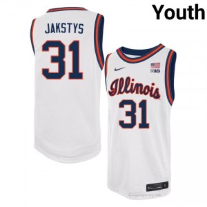 #31 Jason Jakstys Illinois Fighting Illini Basketball Throwback Jersey - White Youth High School Hoops Apparel 40937834