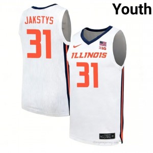 Jason Jakstys #31 Illinois White Youth Elite Basketball Jersey - Official On-Court Material 78028682