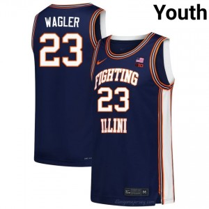 Authentic Keaton Wagler #23 Jersey - Illini Navy Youth College Hoops Gear 15520616