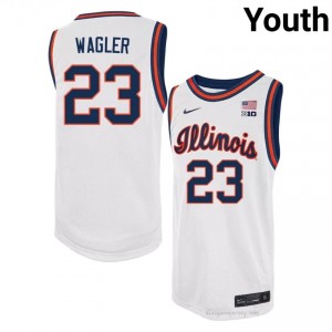 #23 Keaton Wagler Illinois Basketball Throwback Jersey - White Youth High School Hoops Apparel 77343851