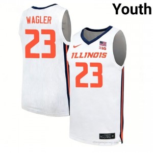 Keaton Wagler #23 Illinois Fighting Illini White Youth Elite Basketball Jersey - Official On-Court Material 58556117