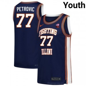Authentic Mihailo Petrovic #77 Jersey - Illini Navy Youth College Hoops Gear 44318597