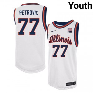 #77 Mihailo Petrovic Illinois Basketball Throwback Jersey - White Youth High School Hoops Apparel 16740044