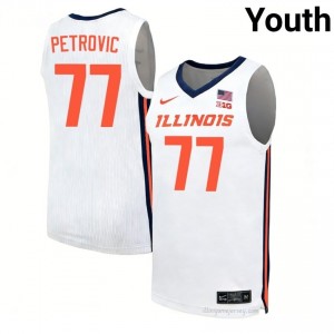Mihailo Petrovic #77 Illinois Fighting Illini White Youth Elite Basketball Jersey - Official On-Court Material 28666411