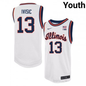 #13 Tomislav Ivisic Illinois Basketball Throwback Jersey - White Youth High School Hoops Apparel 32524107