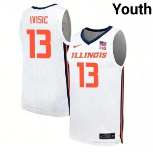 Tomislav Ivisic #13 Illinois Fighting Illini White Youth Elite Basketball Jersey - Official On-Court Material 20834183