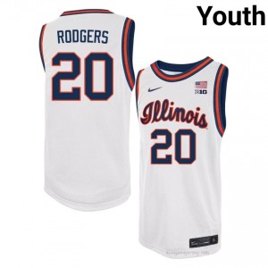 #20 Ty Rodgers Illini Basketball Throwback Jersey - White Youth High School Hoops Apparel 19861096