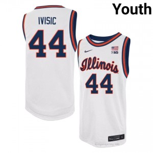 #44 Zvonimir Ivisic Illinois Basketball Throwback Jersey - White Youth High School Hoops Apparel 24432771