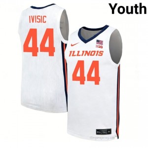 Zvonimir Ivisic #44 Illinois Fighting Illini White Youth Elite Basketball Jersey - Official On-Court Material 50260617