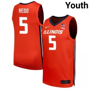 Official AJ Redd Illini Jersey - Orange #5 Youth Collegiate Basketball Gear 99545263