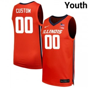 Official Custom Illinois Jersey - Orange #00 Youth Collegiate Basketball Gear 90587984