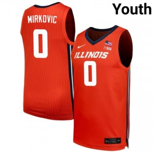 Official David Mirkovic Illinois Fighting Illini Jersey - Orange #0 Youth Collegiate Basketball Gear 59419992