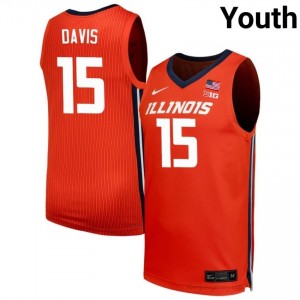 Official Jake Davis Illinois Fighting Illini Jersey - Orange #15 Youth Collegiate Basketball Gear 38949205