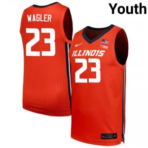 Official Keaton Wagler Fighting Illini Jersey - Orange #23 Youth Collegiate Basketball Gear 87881402