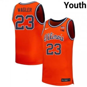 Illini Keaton Wagler #23 Orange Hoops Throwback Jersey - Official Youth Basketball Collection 54683936