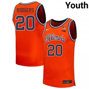 Illinois Fighting Illini Ty Rodgers #20 Orange Hoops Throwback Jersey - Official Youth Basketball Collection 13872203